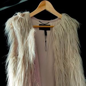 BCBG Max Azria blush faux fur vest M
